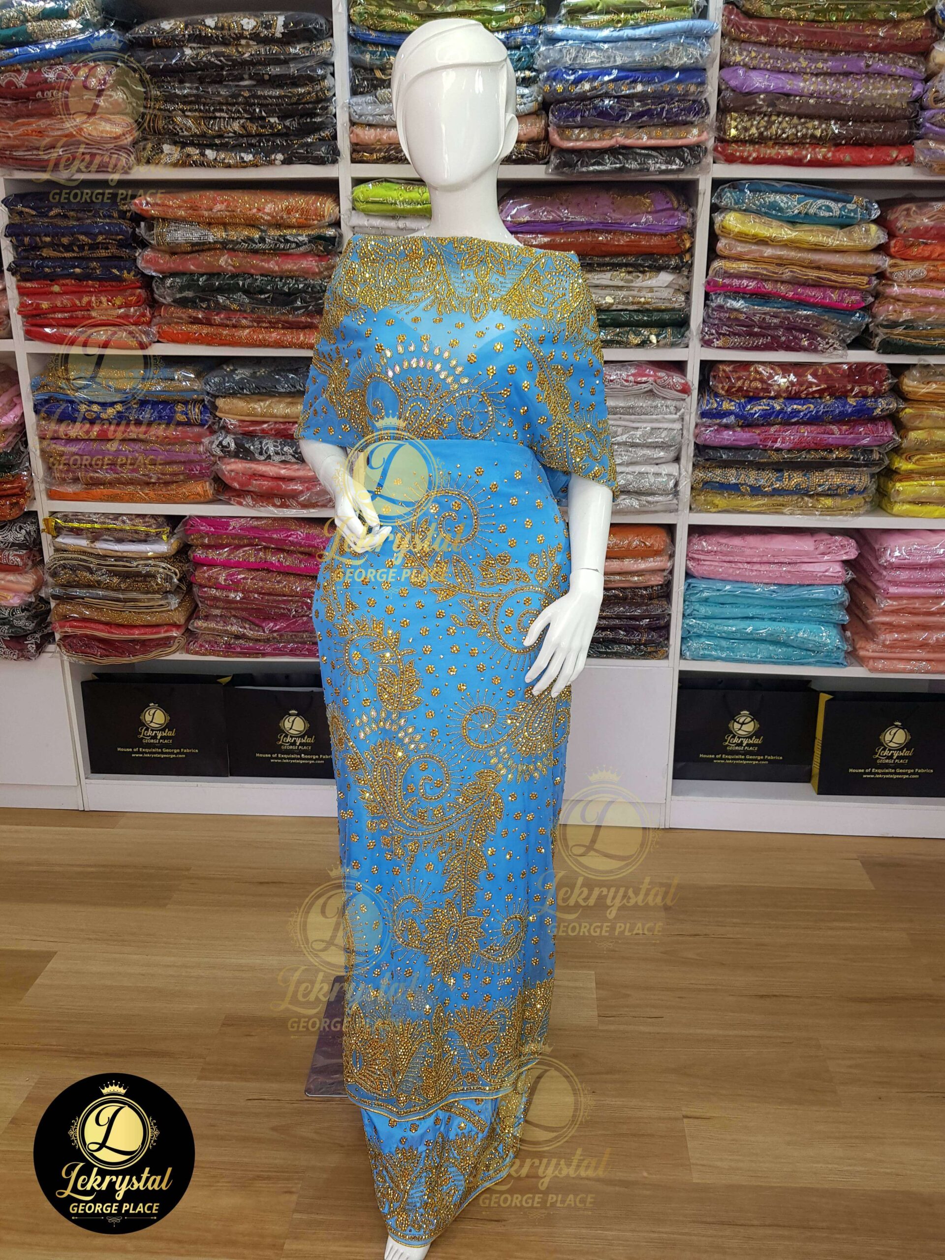Powder Blue with Gold Stones, Medium George