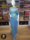 Powder Blue  Net on Silk with Gold Stones Medium George